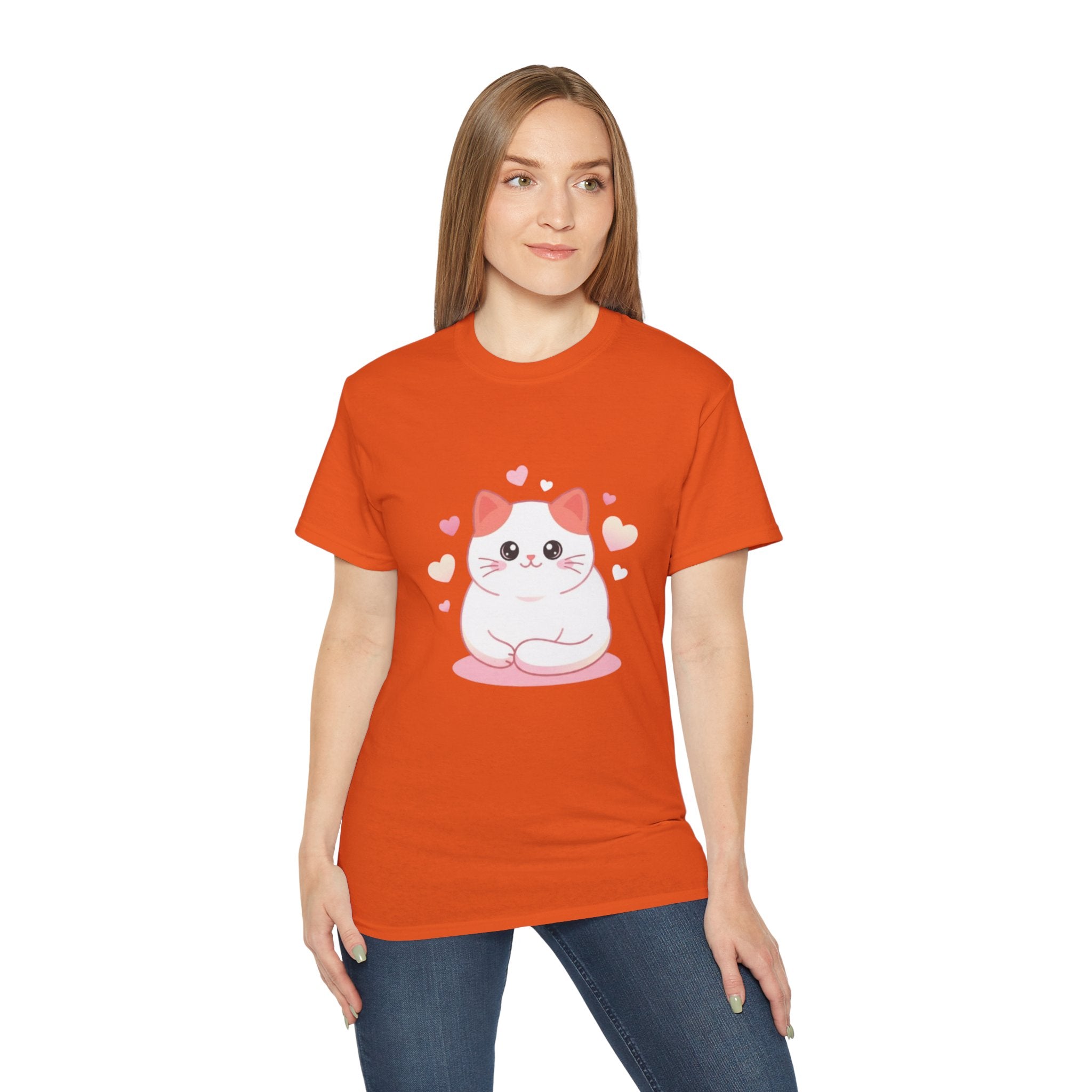 Cute Pink Heart Cat T-Shirt
