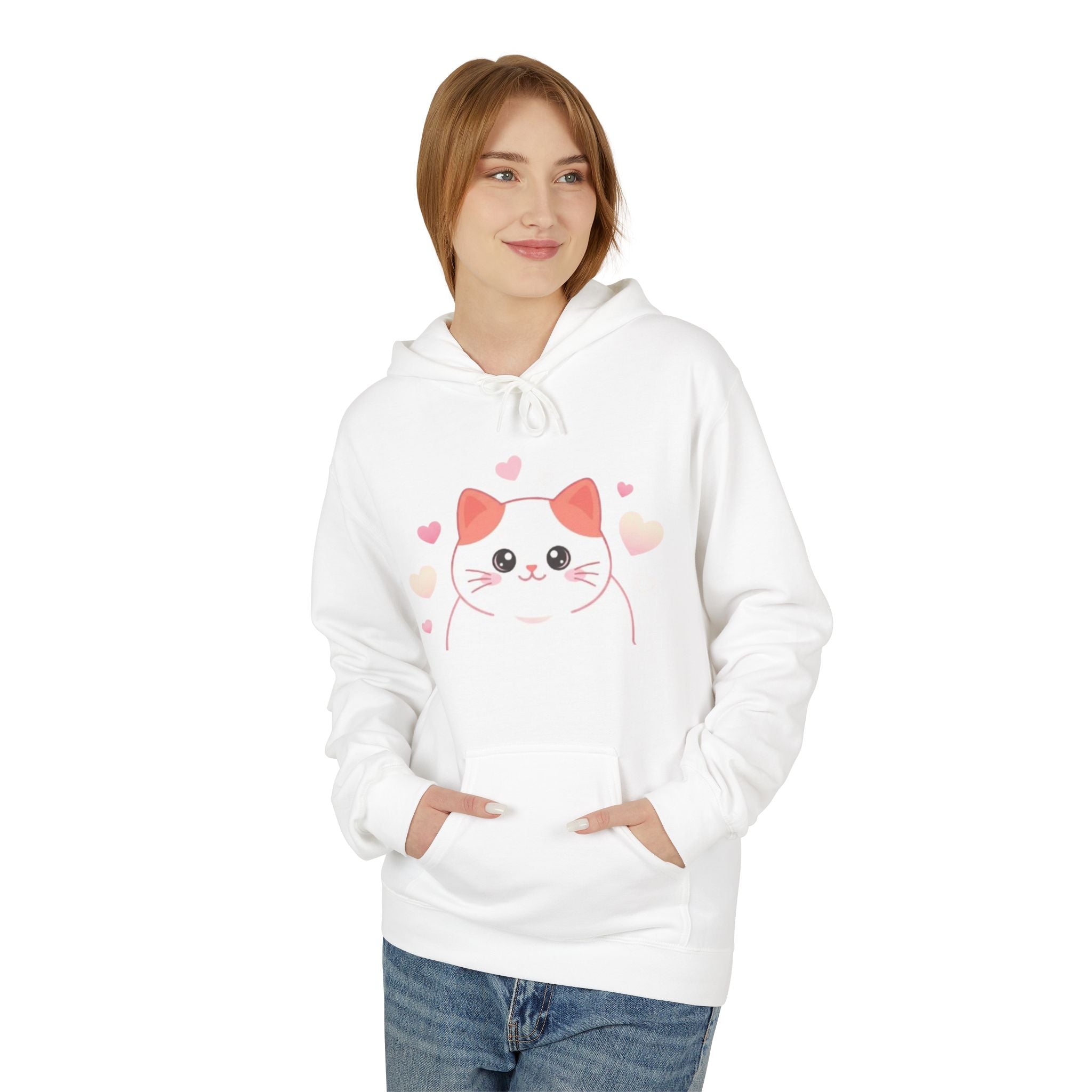 Cute Hoodie Heart Cat Pullover for Cat Lovers