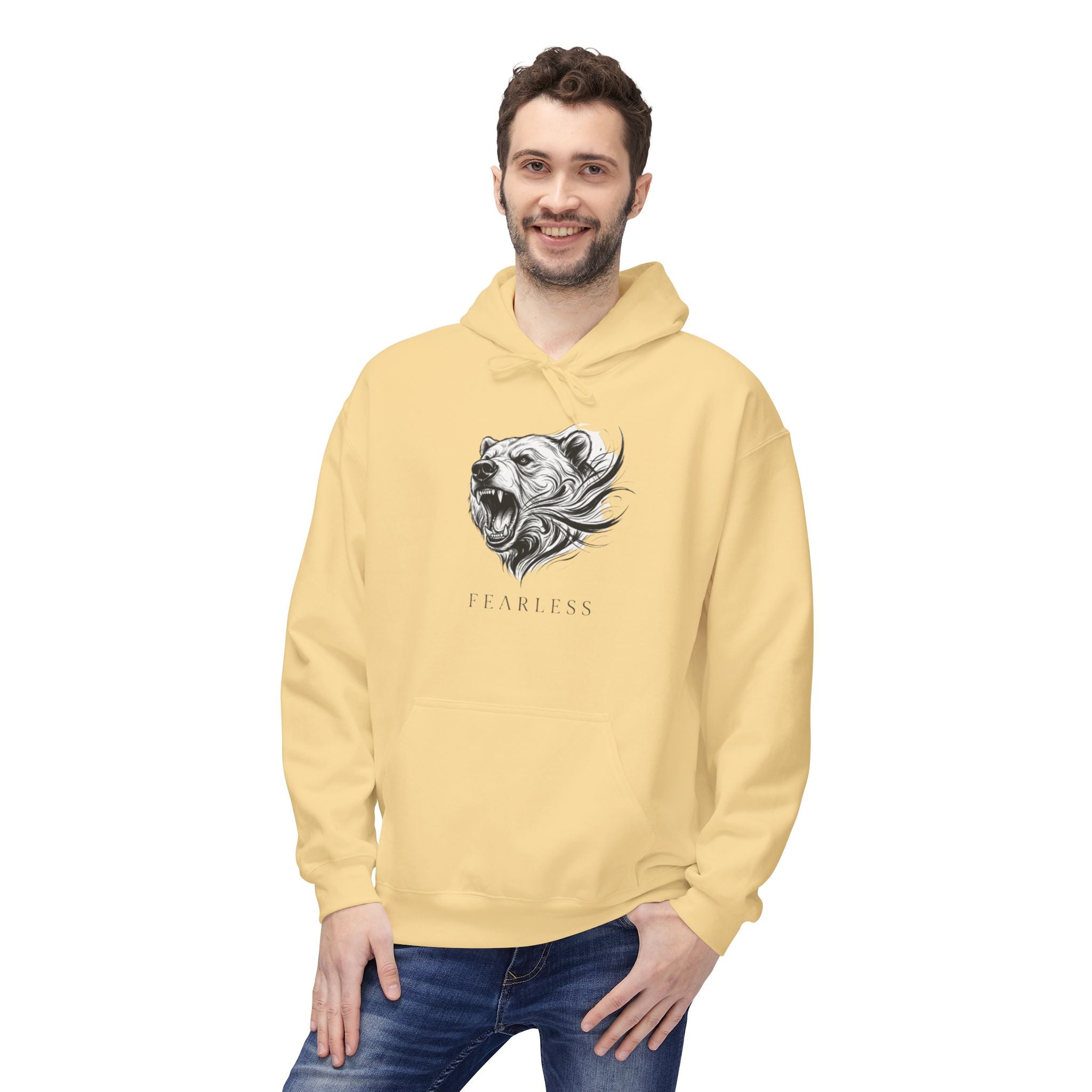 Fearless Lion Graphic Hoodie — Minimalist Monochrome Animal Design