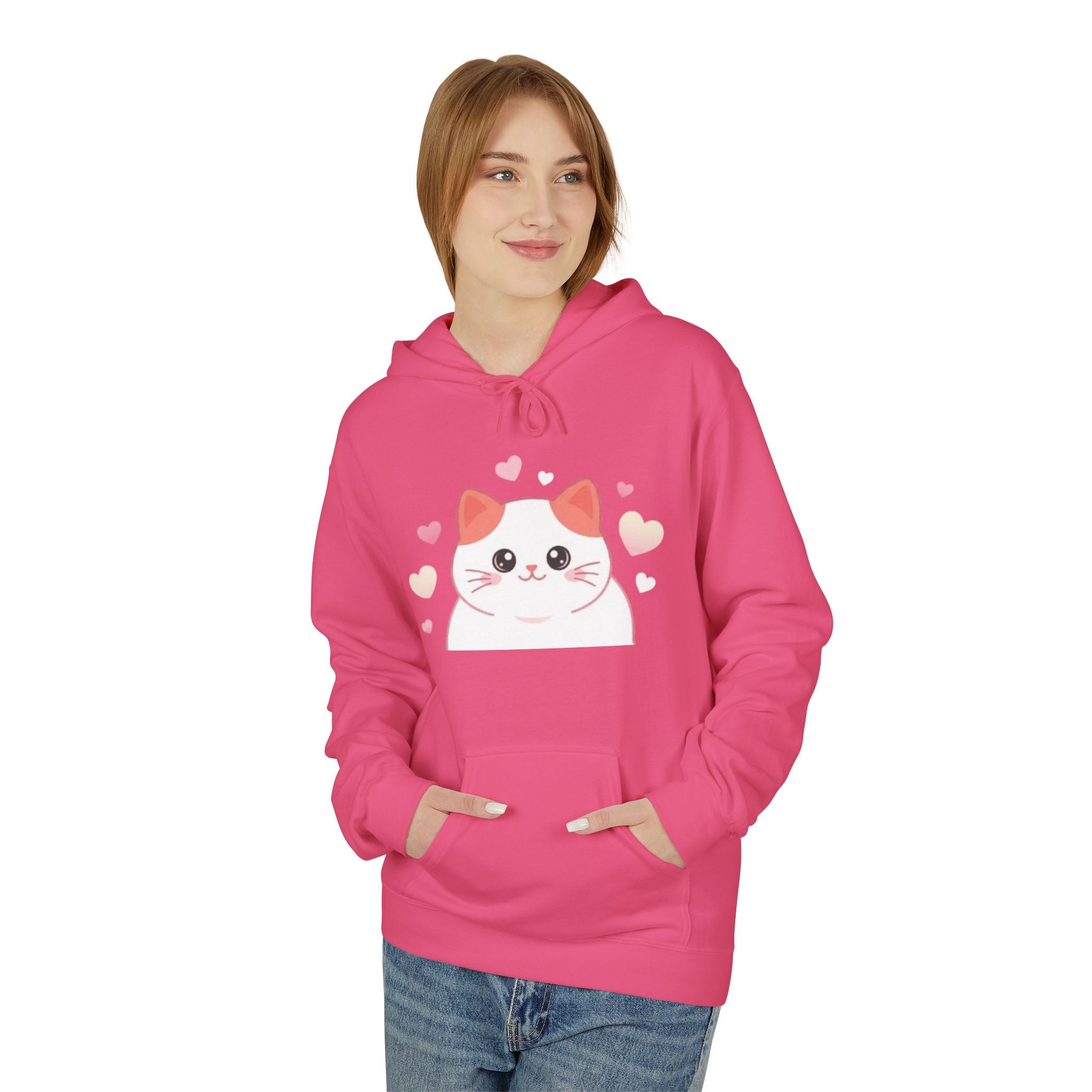 Cute Hoodie Heart Cat Pullover for Cat Lovers