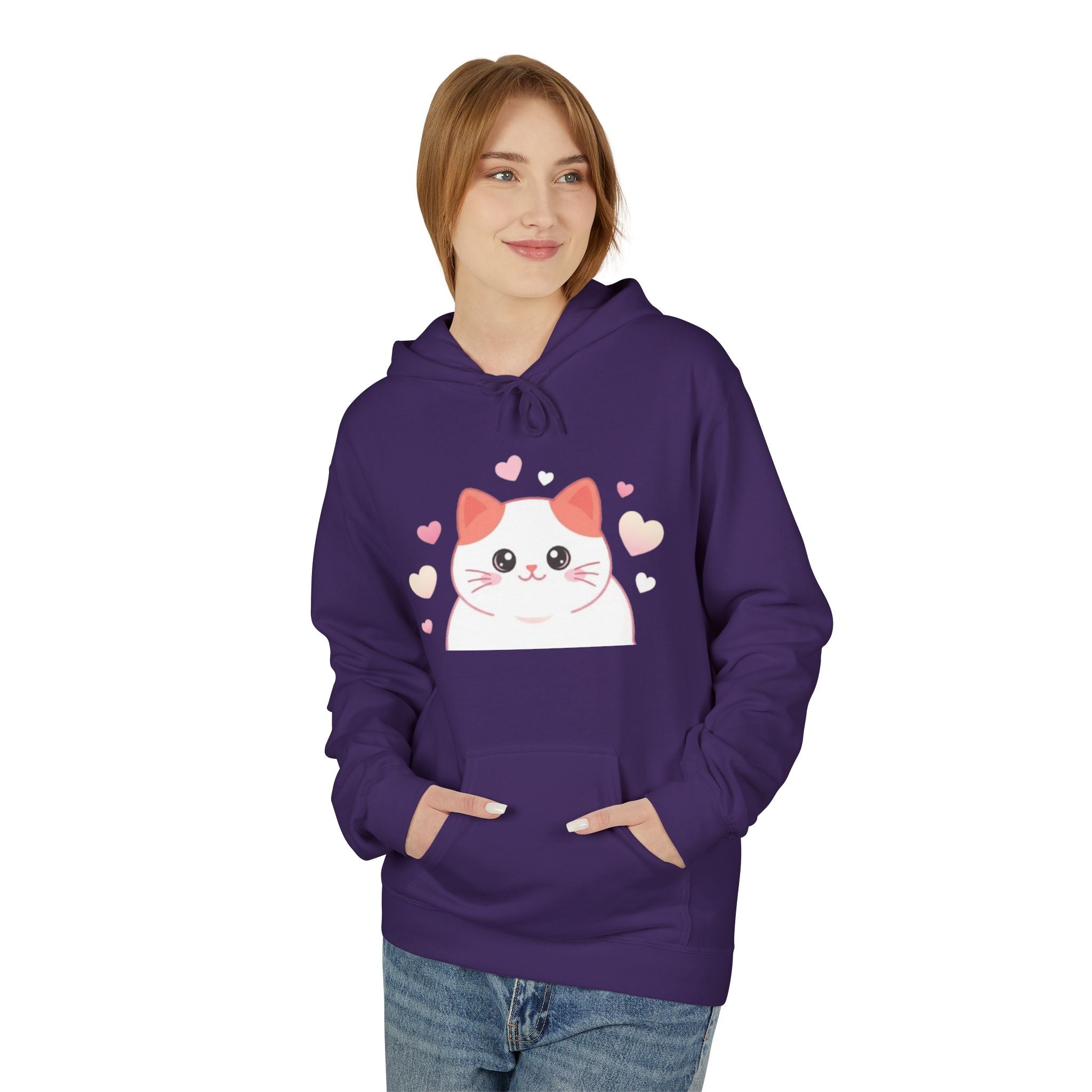 Cute Hoodie Heart Cat Pullover for Cat Lovers