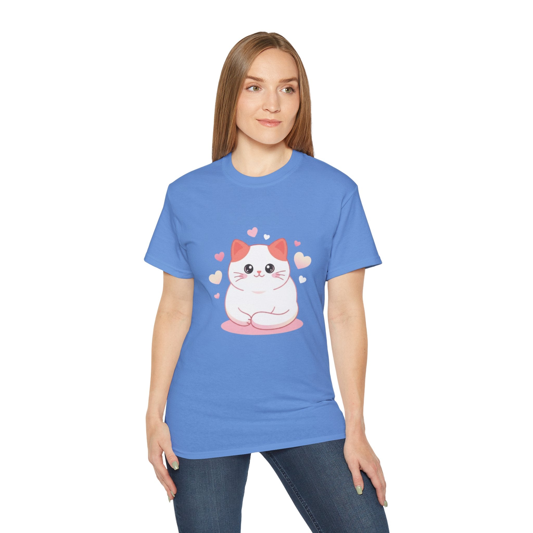 Cute Pink Heart Cat T-Shirt