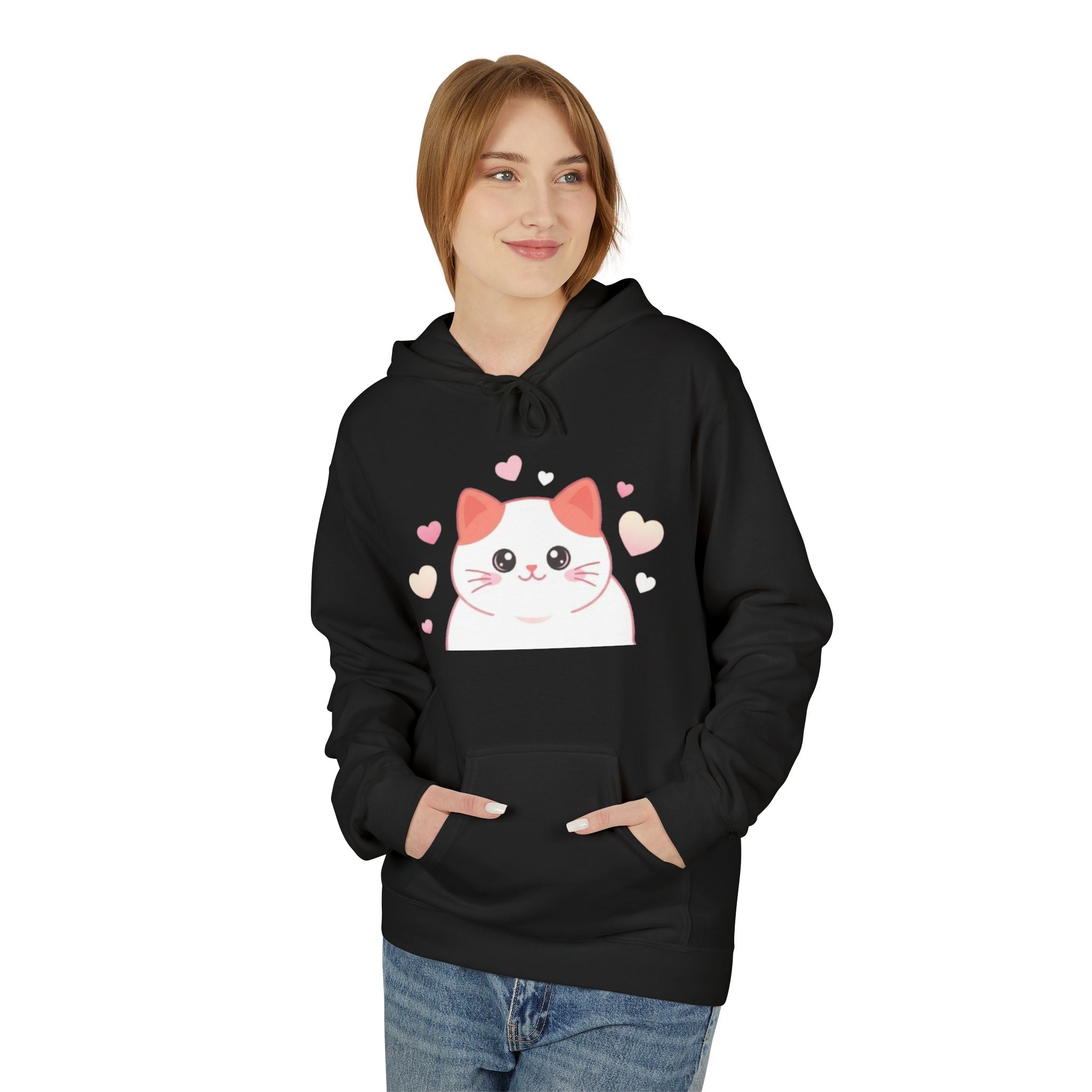 Cute Hoodie Heart Cat Pullover for Cat Lovers