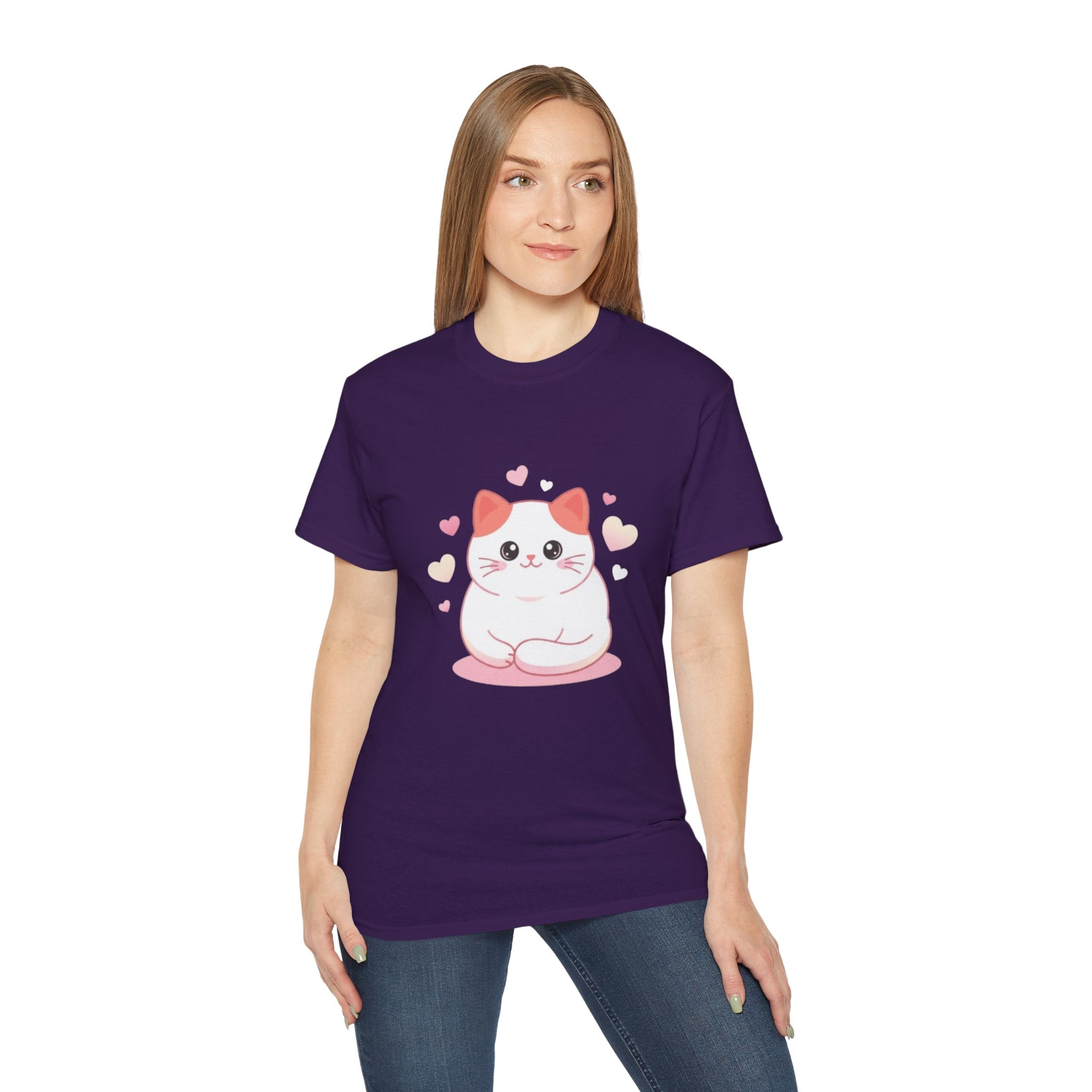 Cute Pink Heart Cat T-Shirt
